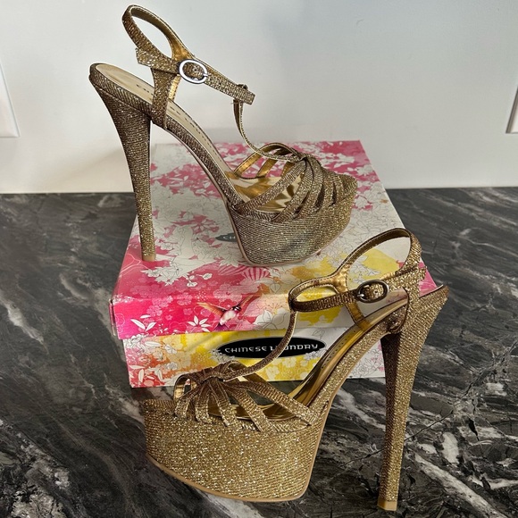 Chinese Laundry Take Care Golden High Heel Sandal - Picture 8 of 9